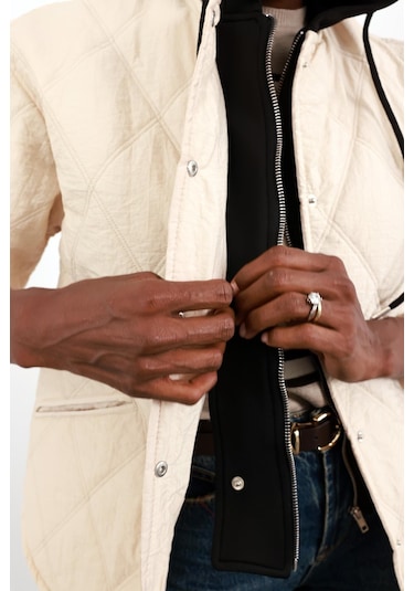 Bej Çıkarılabilir Kapüşonlu Kapitone Mont 5841 Bej