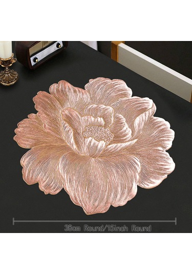 Suntek 6 Adet Çiçek Placemat Pvc Batı Tatil Gül-altın Gül Altın