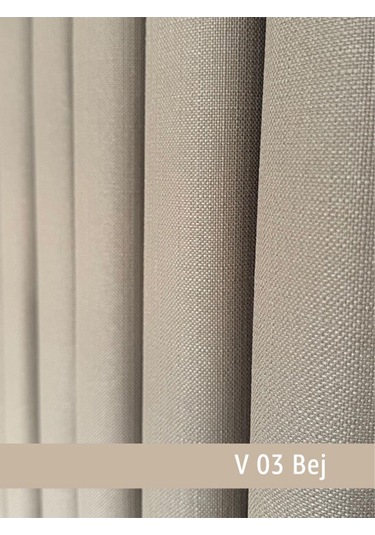 Donatti Bej Düz Keten Fon Perde 1/3 Pile Tek Kanat Bej