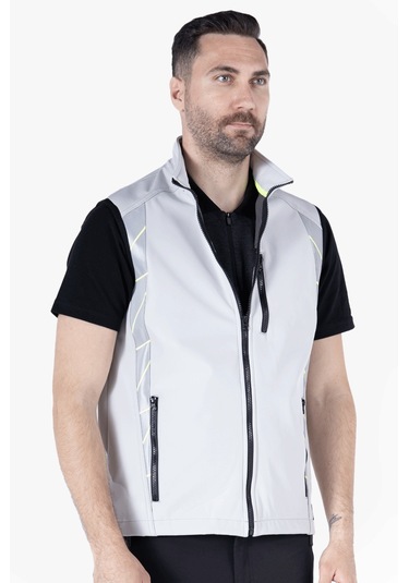 Tiger Softshell Yelek Açık Gri - Neon Sarı