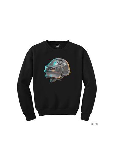 Pubg Level 3 Helmet Born To Loot Siyah Sweatshirt Siyah