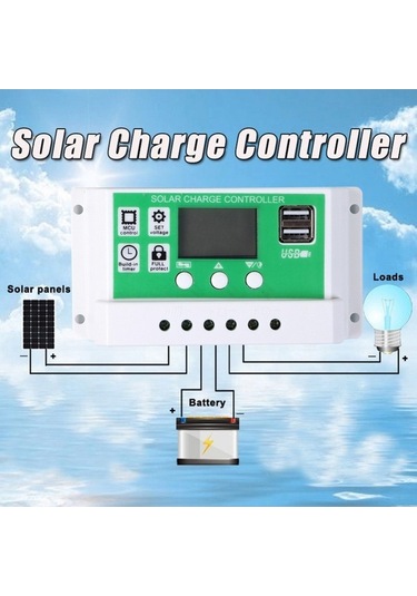 Ulzyvf Usb, Solar Şarj Regülatörü Pwm Panel Lcd Kontrol Güneş Ekranlı, Cihazı Çift Akıllı 50a 12/24v - Sd