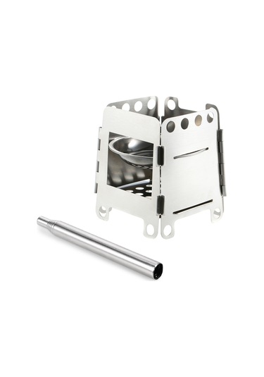 Xindoker Taşınabilir Çamur Oduncu Ve Alkol Fırını - Ağır Duty Paslanmaz Çelik - Açılabilir Oksijen Blower İle - Doğa, Kamp Ve Yeme Pişirme İçin Gümüş