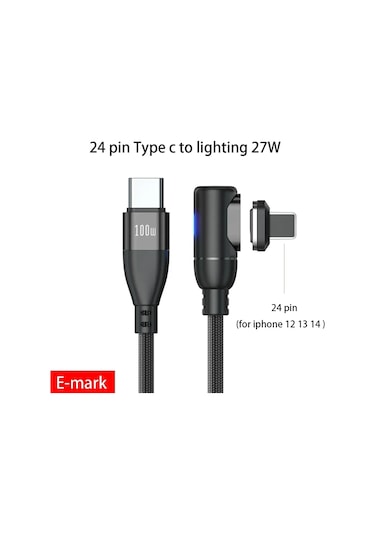 Snapbuy 100w Pd Manyetik Usb-c Kablo - Iphone Uyumlu 15, Samsung S23/s22, Macbook Hızlı Şarjblack1.8m