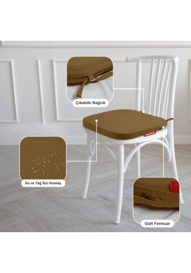 Xpermate 6'lı Standartfit Oval Sandalye Minderi 42x42x5kahverengi