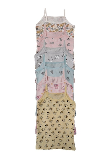 Kota 6Lı Kız Çocuk Ip Askılı Desenli Atlet Pamuklu Fanila