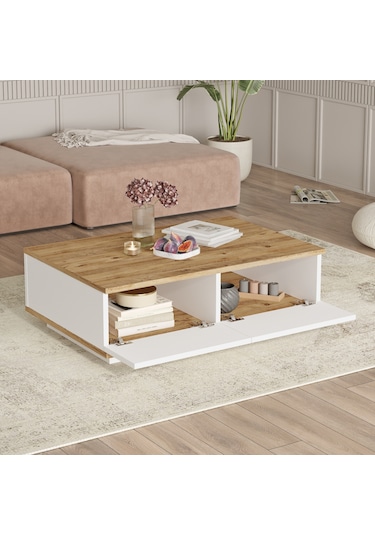 Robin Home Loft Tv Ünitesi Orta Sehpa 2'Li Set Çam-Beyaz