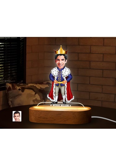Bk Gift Kişiye Özel Kral Karikatürlü Dekoratif 3d Biblo Led Işıklı Gece Lambası-1, Arkadaşa Hediye Kobitmeyen138315 Bk Gift