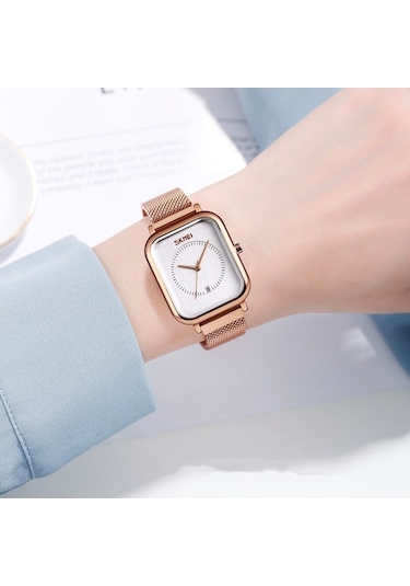 Fastbuy Skmeı 9207 Moda Yaratıcı Basit İzle Erkekler Manyetik Toka Örgü Kemer Çelik Kemer Çift Kuvars İzle Gümüş Mavi Çok Ren Çok Renkli