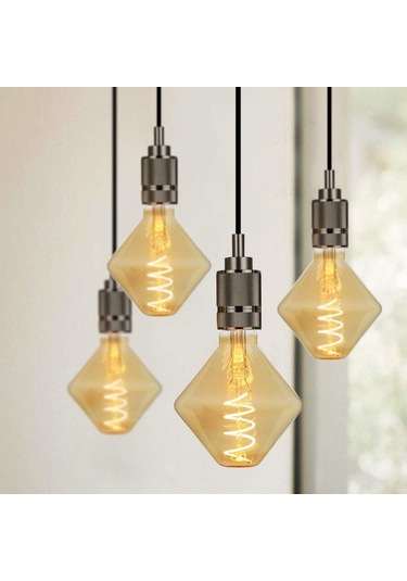 4w Vintage Led Kısılabilir Işık Kaynağı - Düzensiz Şekil - 220/240v - E27 Edison Vida - Özel - Antika Dekoratif Lamba Jiroskop Çok Renkli