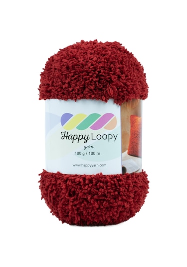 Happy Loopy Yarn - 100g / 100m %100 Polyester Buklet Örgü İpi - Kırmızı