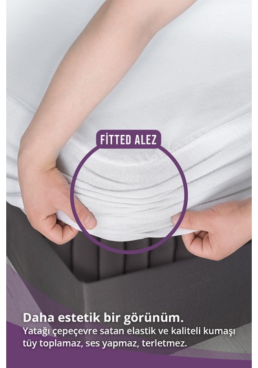 Mikro Fitted Sıvı Geçirmez Yatak Koruyucu Alez 200x200 Cm Beyaz