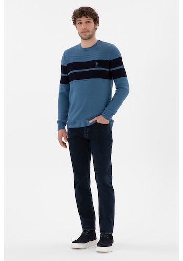 U.S. Polo Assn. Erkek Slim Fit Bisiklet Yaka Saks Kazak 50293041-VR032