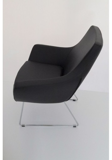 Fahren Siyah Deri Rahat Küçük Ofis Lobi Bekleme Koltuğu