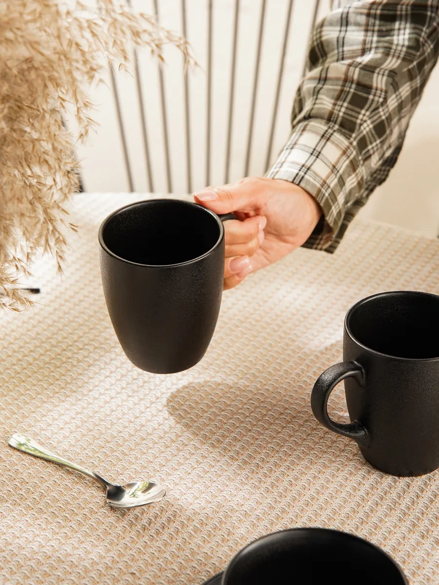 Magistro Çay Ve Kahve İçin 2 Adet Porselen "carbon" Kupa 380 Ml 165388785 Siyah