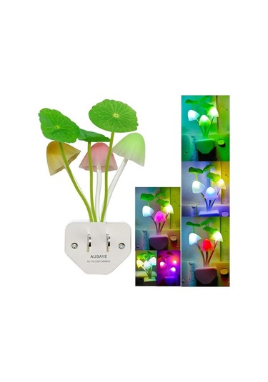 Ulzyvf Led Mantar Şekilli Otomatik Gece Lambası 3 Renkli 0.2w 110v-240v Çocuk Yetişkinler İçin Amerikan Standartı Diğer