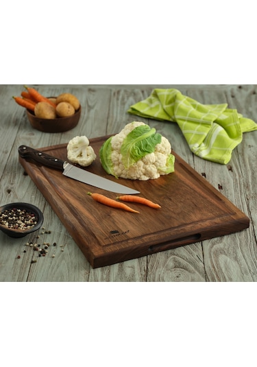 Hıcowood Şef Tipi Doğal Ceviz Kesme Sunum Tahtası – Lazerle İsim/Söz Yazılır