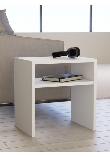 Detamob Fonksiyonel Yan Sehpa, Zigon Sehpa Mdf Beyaz