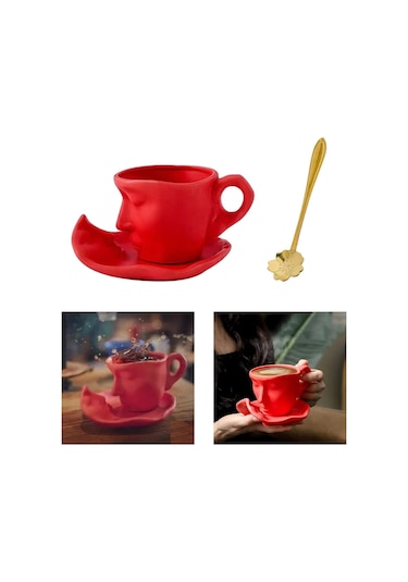 Suntek Yenilikçi İnsan Yüzü Desen Kupa Soyut Sanat 260ml Yeni