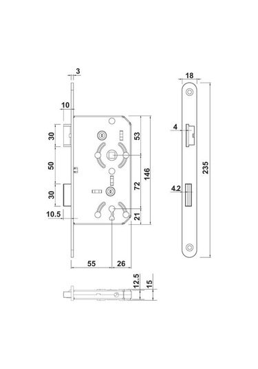 Hafele Sessiz Oda Kilit 55x18mm Gümüş Sağ