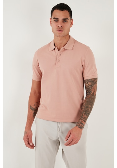 Buratti Pamuklu Regular Fit Düğmeli Erkek Polo Yaka T Shirt 5902127 Pudra