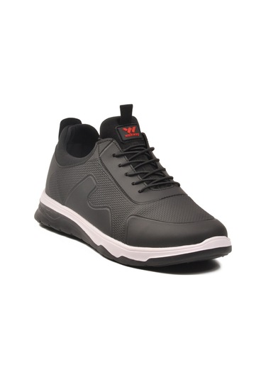 Siyah Kırmızı Lastik Bağcıklı Hafif Esnek Erkek Spor Ayakkabı Kaif 2323 M Siyah-kırmızı