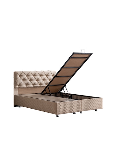 Setaymobilya Baza, Vita Çift Kişilik Bej Baza + Başlık Seti, Setay