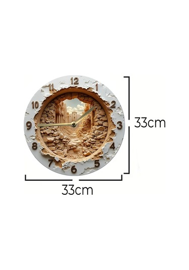 Sessiz Yuvarlak Ahşap Duvar Saati, Kuvars Hareketli 3d Görünümlü 2d Saat Sdw077 Renkli