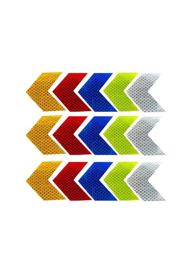 Turuncu 10 Adet Ok Yansıtıcı Yapışkan Bant Etiket Çıkartması Güvenlik Dikkat Uyarı Yansıtıcı Bant Kamyon Motosiklet Bisiklet Kalıplama