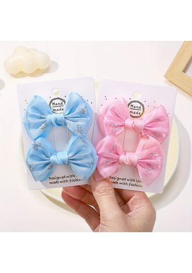 Willowhaven Off White 2li Parıltılı Kurdele Saç Tokası Kız Çocukları İçin Günlük Kullanım Açık Krem