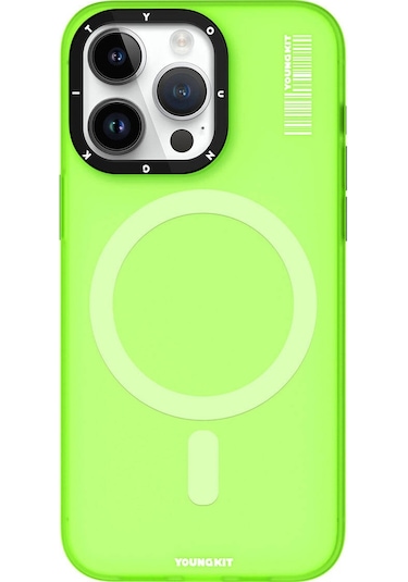 iPhone Uyumlu 15 Pro Max  Kılıf Magsafe Şarj Özellikli Youngkit Hidden Sand Serisi Kapak Yeşil