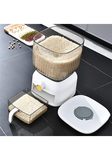 Xurunkeji 10 Kg Mutfak Nano Kova Böcek Geçirmez Nem Geçirmez Mühürlü Pirinç Kovası Tahıl Evcil Hayvan Maması Saklama Kabı Pirinç Kutusu Beyaz