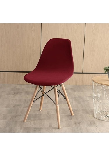 Şarap Kırmızısı Kadife Sandalye Spandex Kabuk Düz Renk Arkalığı Koltuk Örtüsü Oturma Odası Ofis Bar Ziyafet Dekorasyon Toz Kapağı