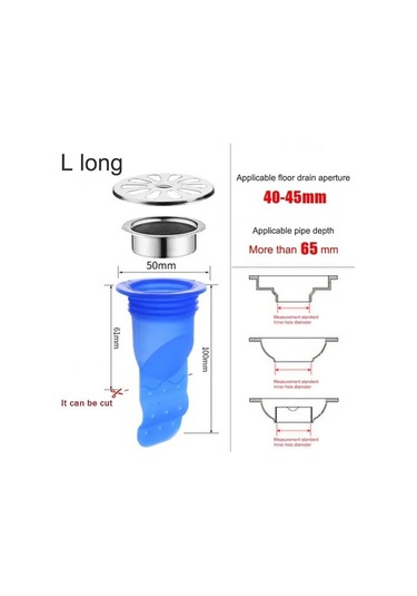 Joyhub Mingjin Shop2 L Mavi Uzun Stil Silikon Koku Geçirmez Drenaj Çekirdek Sızıntı Mühür Haşere Kontrolü Anti-koku Paslanmaz Çelik Kapak Draininner Mutfak Banyo Seti Kanalizasyon Borusu I1c9ny Renkli Çok Renkli