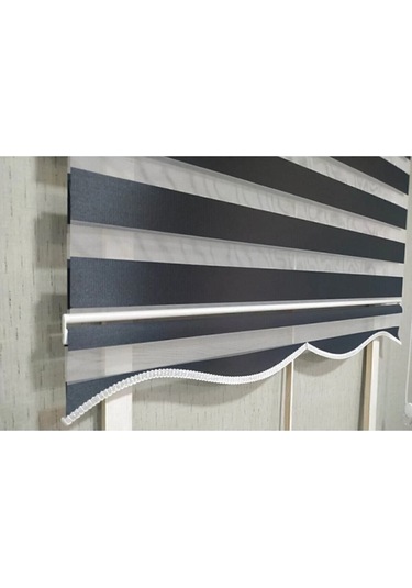 Siyah Düz Zebra Stor Perde Etek Dilimli Alüminyum Kasa+etek Dilimi  Siyah 100 x 200