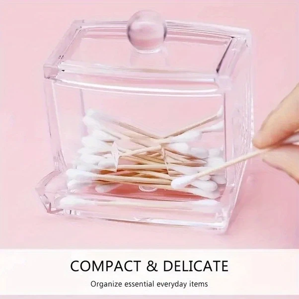 Xuweiwei Büyük Kapasiteli Şeffaf Pamuklu Çubuk Saklama Kavanozu Banyo Kullanımı Şeffaf