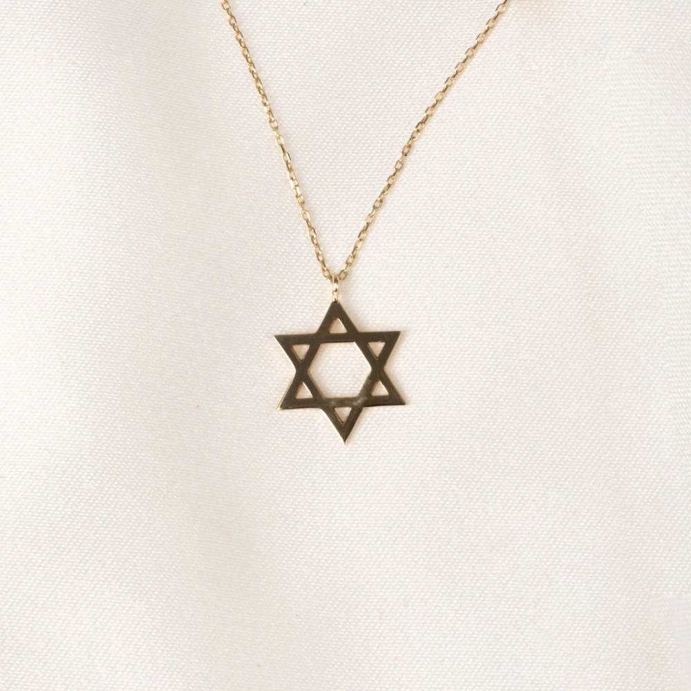 Gümüş Kolye - Davut Yıldızı 925 Ayar Gümüş Kolye Sarı