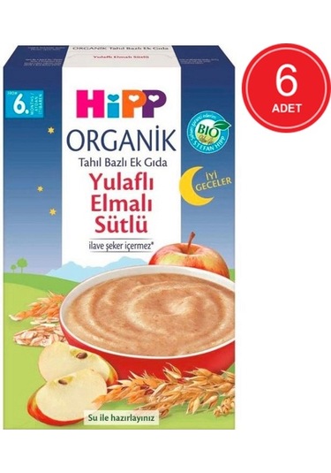 Hipp Organik İyi Geceler Yulaflı Elmalı Sütlü 6+ Ay Kaşık Maması 6 x 250 G