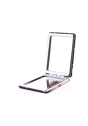 Kalp Love Tasarımlı Simli Büyüteçli Pratik Mini Cep Çanta Makyaj Aynası Çok Renkli