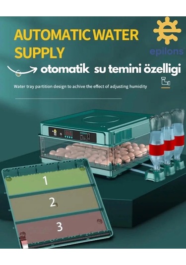 130 Yumurtalık Tam Otomatik Kuluçka Makinesi Yedek Parçalı Motorlu Akü Kablolu Silindir Viyollü Profesyonel