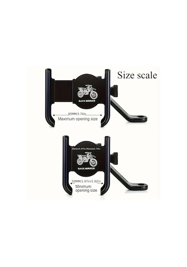 Xuweiwei Siyah Bisiklet Scooter Motosiklet İçin Ayarlanabilir Alüminyum Alaşım Telefon Tutucu Bounce Testli Kaymaz Tasarım Siyah Pürüzsüz Yüzey Siyah