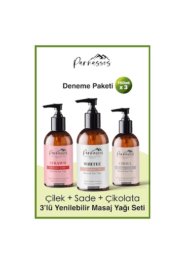 Parnassos Doğal Çilek + Çikolata + White Aromaterapi Masaj Seti