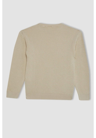 DeFacto Erkek Çocuk Bisiklet Yaka Basic Düz Triko Kazak C2270A824WNER233 Ekru