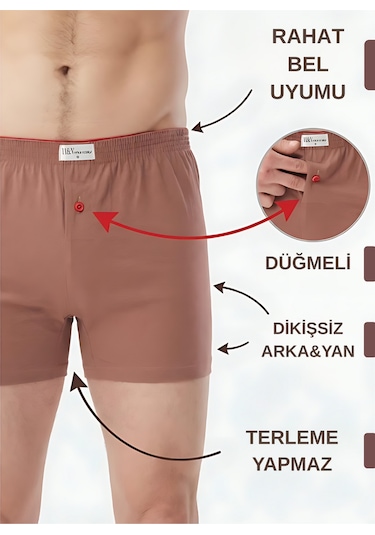 Mercan Kahverengi %100 Pamuk Havlubel Boxer
