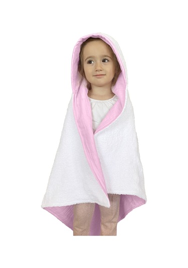 %100pamuk Kapşonlu Bebek Çocuk Banyo Havlusu Çift Yönlü P-beyaz