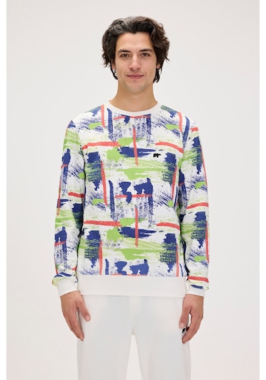 Bad Bear Flame Beyaz Erkek Baskılı Sweatshirt-beyaz Beyaz