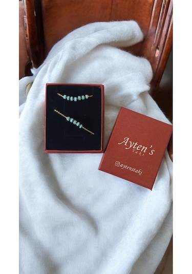 Doğal Turkuaz Kolye Bileklik Set Turkuaz