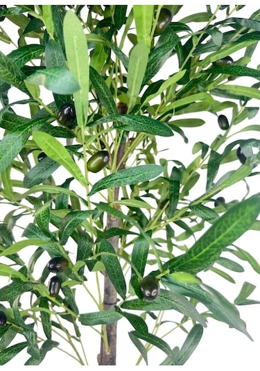 Yapay Zeytin Ağacı 130cm İki Gövdeli Beyaz Küre Saksıda Salex Doğal Gerçek Görünümlü Yapay Ağaç