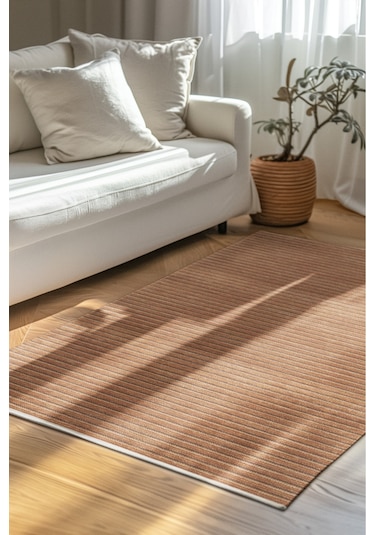 Lidya Hardal/bakır Kaymaz Tabanlı Pamuk Dokuma Kilim, Yıkanabilir, Antialerjik, Kadifemsi Yapı Hardal