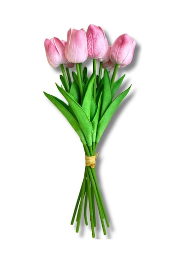 Cihan Çiçekçilik Yapay 8 Li Islak Lale Buketi 33 Cm Pembe Pembe